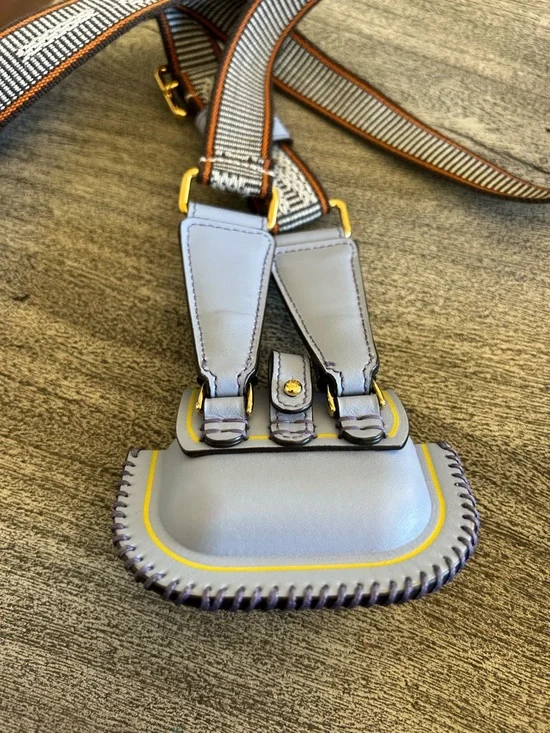 Fendi Pico Baguette Airpods Case Blue Leather Necklace Bag Charm 100% auth - Picture 5 of 7